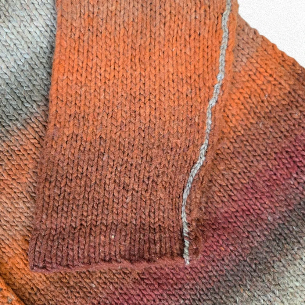 J. Jill Orange Ombre Striped Wool Blend Cardigan Sweater Button Front Size MP